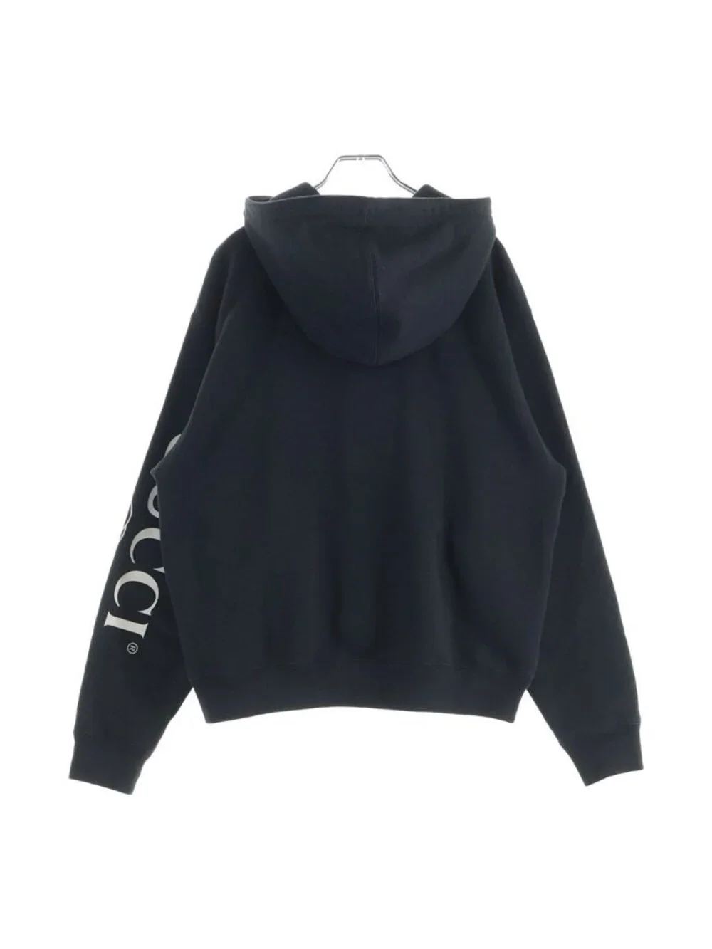 Gucci Logo Print Half Zip Pullover Sweatshirt Hoodie Black